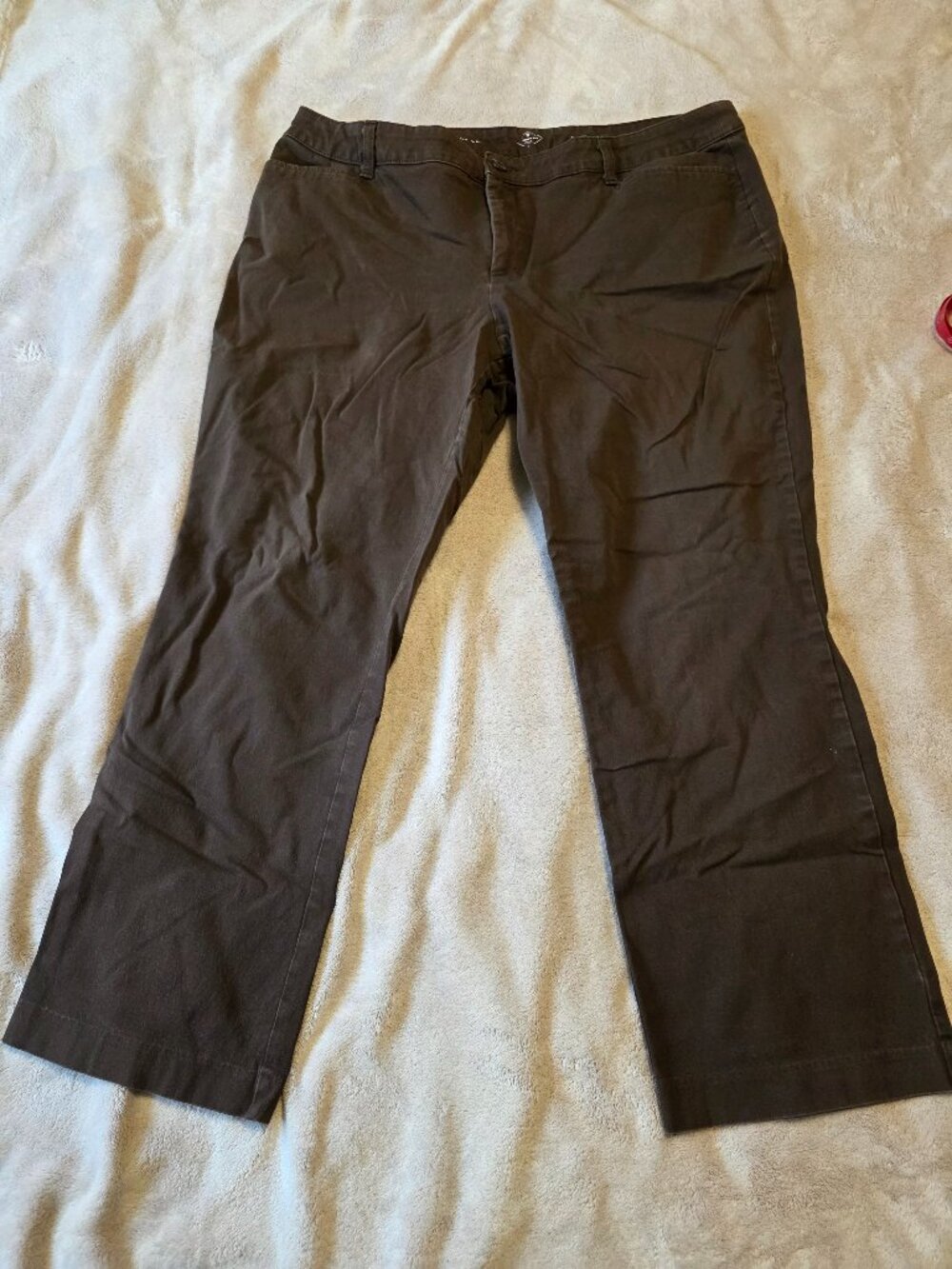 St. John's Bay Women's Straight Leg Chino Pants Brown 20W